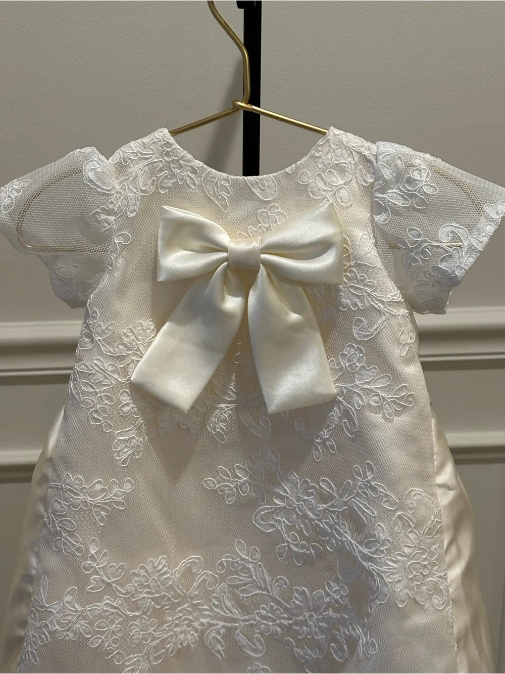 Ivory Lace Bow Baby Dress